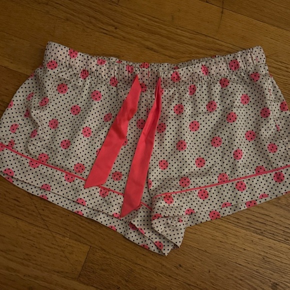 Victoria's Secret| Satin Shorts with Pink Polka Dot Print - Picture 2 of 4
